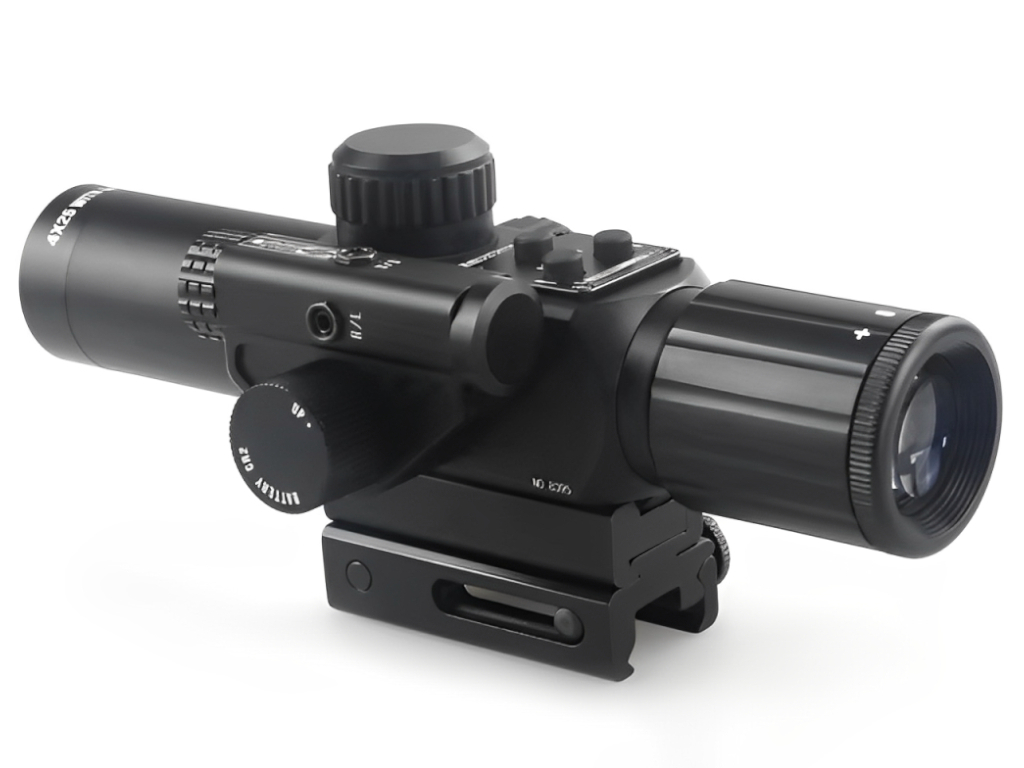4X Red Laser Sight with 24 Mil-Dot Reticle - 25mm Objective