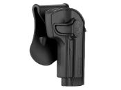 Amomax holster designed for Beretta 92 series, ensuring a secure fit for daily use, shooting training, and airsoft events. Right-hand option for versatile carrying on belts, legs, and MOLLE systems. (Note: Not compatible with M92 with tactical rail.)