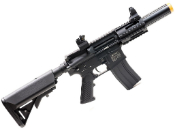 View detailed images of the Barra Black Ops SR4 CQ Airsoft Rifle. Compact, 370 FPS, and AEG for a powerful, realistic experience. Available at ReplicaAirguns.ca.