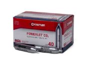 Genuine Crosman Powerlet 12-gram CO2 cartridges for reliable gas-powered gun performance. 40-count pack available.