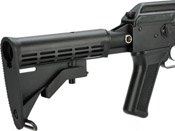 Explore realism with the LCT Airsoft TK104 Electric Rifle. Full metal, retractable stock, 4-sided railed handguard. Realistic takedown, adjustable hop-up, 130-round mag. Batteries not included. Buy now!