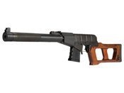 LCT Airsoft VSS Vintorez Electric Rifle: Real Wood, Steel Construction, 400 FPS. Authentic firing modes, adjustable hop-up. Powered by 11.1V lithium battery (not included). Discover realism at ReplicaAirguns.ca.