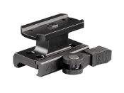 Featuring a machined recoil lug and textured quick release base, this black anodized 6061 T6 aluminum mount ensures wear prevention between surfaces. Ideal for absolute co-witness.