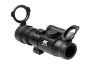 Upgrade your optics with the NCSTAR 1x30 Red Dot Scope in black. This scope features a 30mm objective lens, 5 MOA red dot reticle, and a black plastic exterior finish. Lightweight at 3.90 ounces