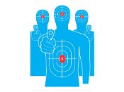 Enhance marksmanship training with Tactical Silhouette Targets. 13x20 Inch, pack of 6, made of thin plastic for flexibility. Equipped with self-adhesive strips, weatherproof for indoor/outdoor ranges. Packaged in Zip Top Bags for convenience.