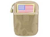 Discover the Raven X Tactical Everyday Carry Pouch Tan - a versatile and durable solution for daily essentials. Made with 1000D nylon, it features inner pockets, a vinyl sleeve, MOLLE mounting, and proudly displays a U.S. flag patch.
