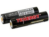 Tenergy 2 Pack Li-Ion 18650 2600mAh Protected Button Top Battery W/ USB Port