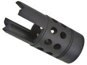 "Medusa Flash Hider for airsoft rifles. Steel construction, rebar cutter style. Covert matte black finish. Compatible with 14mm CCW threaded barrels.
