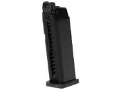 Upgrade your airsoft game with the WE Airsoft Gen5 G19 Series 20-Round Magazine in black. Sturdy metal construction with a polymer base plate. Available at ReplicaAirguns.ca.